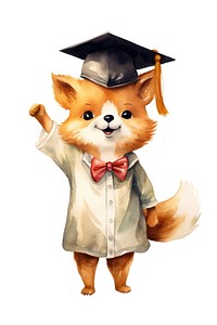 Graduation standing animal fox. AI generated Image by rawpixel.
