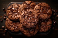 Delicious chocolate cookies dessert food confectionery. 