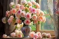 Blooming roses window flower plant. AI generated Image by rawpixel.