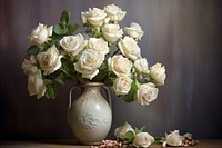 Blooming white roses flower plant vase. AI generated Image by rawpixel.