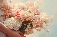 A woman hand holding flower bouquet petal plant adult. AI generated Image by rawpixel.