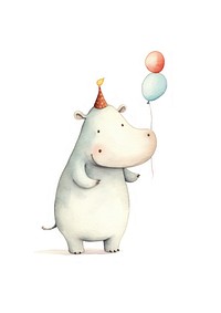 Cute hippo playing trumpet balloon mammal animal. 