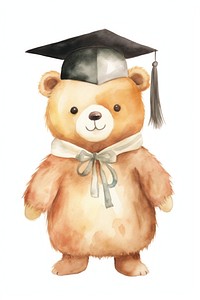 Bear graduation cartoon toy white background. 