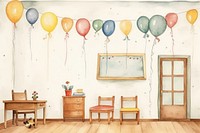Cute party room furniture painting balloon. AI generated Image by rawpixel.