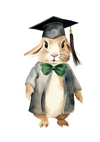 Cute rabbit wearing graduation hat white background representation intelligence. 