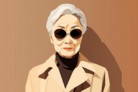 Old asian woman sunglasses portrait adult. 