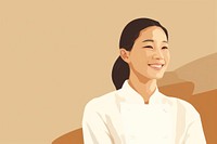 Asian chef woman smiling adult smile. 