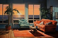 Living room architecture furniture painting. 