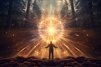Spiritual awakening outdoors nature forest. AI generated Image by rawpixel.