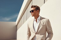 Sunglasses portrait clothing blazer. 