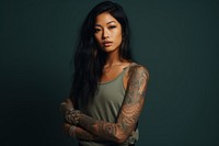 Tattoos portrait fashion photo. AI generated Image by rawpixel.