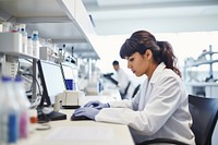 Scientist laboratory working female. 