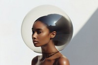 Woman wearing bubble helmet. AI generated Image by rawpixel.
