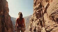Photography of climber woman at artificial cliff. AI generated Image by rawpixel. 