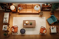 Mid century modern living room architecture furniture building. 