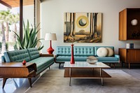 Mid century modern living room architecture furniture building. 