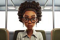 Sixty african american female portrait glasses cartoon. 