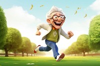 Sixty years old guy cartoon running retirement. 