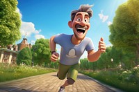 Sixty years old guy cartoon running exercising. AI generated Image by rawpixel.