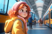 Plump girl cartoon anime transportation. AI generated Image by rawpixel.