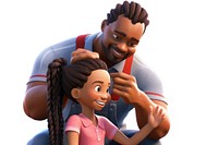 Cartoon father braid togetherness. 