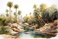 Arabian oasis outdoors painting nature. 