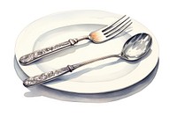 Arabian style silverware spoon fork white background. 