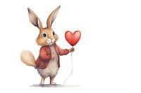 Brown hare holding heart mammal animal white background. AI generated Image by rawpixel.