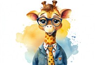 Giraffe salesperson cartoon portrait glasses. AI generated Image by rawpixel.