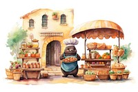 Mole selling breads cartoon food architecture. AI generated Image by rawpixel.
