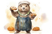Mole selling breads cartoon mammal food. AI generated Image by rawpixel.