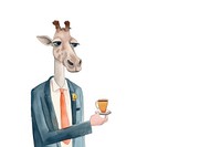 Giraffe salesperson greeting customer cartoon animal mammal. AI generated Image by rawpixel.