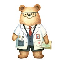 Bear doctor toy white background representation. 