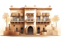 Arabian style house facade architecture building hacienda. 