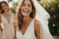 Wedding dress laughing fashion summer. AI generated Image by rawpixel.