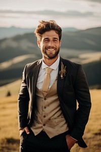 Groom photography mountain portrait. AI generated Image by rawpixel.