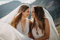 Brides wedding dress laughing. AI generated Image by rawpixel.