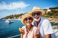 Senior couple sunglasses laughing portrait. AI generated Image by rawpixel.
