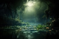 Enchanted Lake outdoors woodland fantasy. AI generated Image by rawpixel.