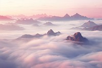 Misty Peaks landscape mist panoramic. AI generated Image by rawpixel.