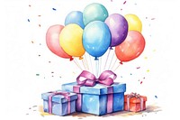 Gift box birthday balloon party. 