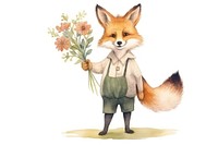Fox animal mammal flower. AI generated Image by rawpixel.
