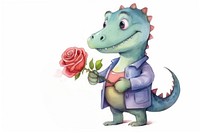 Cute alligator animal rose flower. AI generated Image by rawpixel.