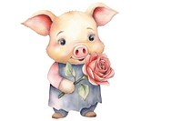 Cute pig animal mammal flower. AI generated Image by rawpixel.
