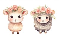 Cute sheep animal flower mammal. AI generated Image by rawpixel.