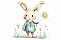 Rabbit holding flowers animal mammal plant. AI generated Image by rawpixel.