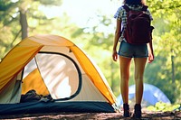 Camping backpack outdoors nature. AI generated Image by rawpixel.