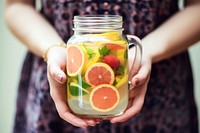 Fruit juice drink hand jar.