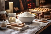 Baking table bakery flour food.