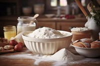 Baking table powder bakery flour.